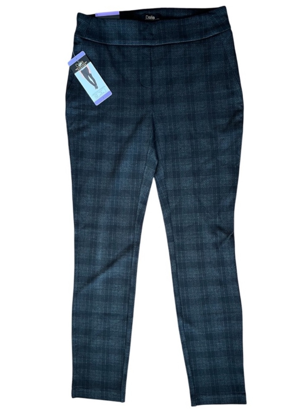 NWT Dalia Pull on Dress Pants with Tummy Control Grey Tonal Plaid Size 4
